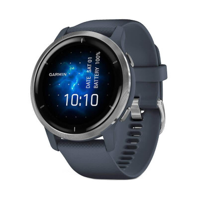 Смарт-годинник Garmin Venu 2 Silver Bezel with Granite Blue Case and Silicone Band (010-02430-10/00)
