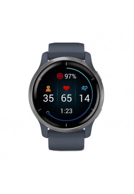 Смарт-годинник Garmin Venu 2 Silver Bezel with Granite Blue Case and Silicone Band (010-02430-10/00)