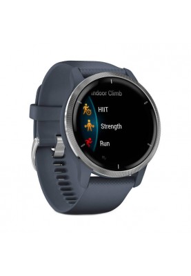 Смарт-годинник Garmin Venu 2 Silver Bezel with Granite Blue Case and Silicone Band (010-02430-10/00)