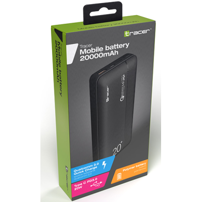 Зовнішній акумулятор (Power Bank) Tracer 20000mAh PD20W+QC3.0 black
