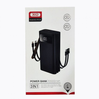 Зовнішній акумулятор (Power Bank) XO PR142 (30000mAh, Black)