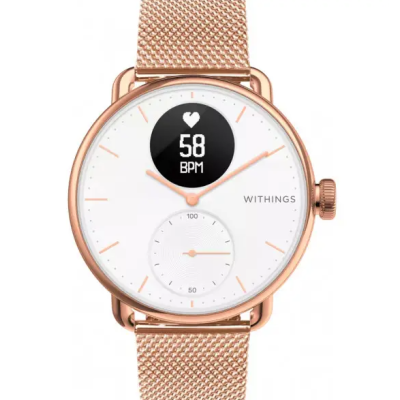 Смарт-годинник Withings ScanWatch 38mm Rose Gold/Grey + Bracelet Milanese Wristband 18mm Rose Gold (HWA09 + model 5)