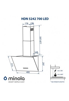 Витяжка похила Minola HDN 6212 BL 700 LED