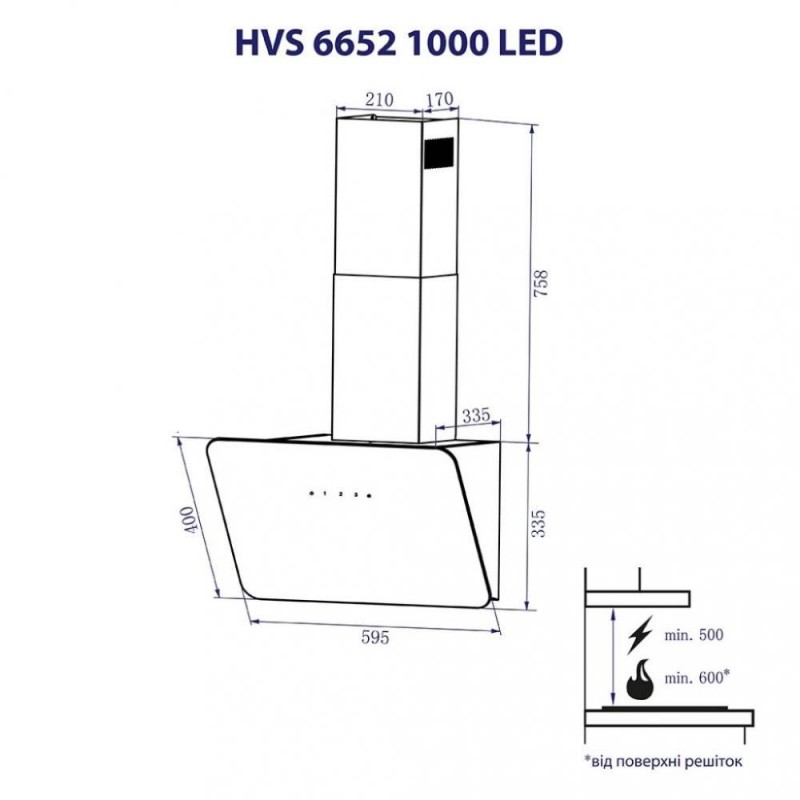 Витяжка похила Minola HVS 6652 BL 1000 LED