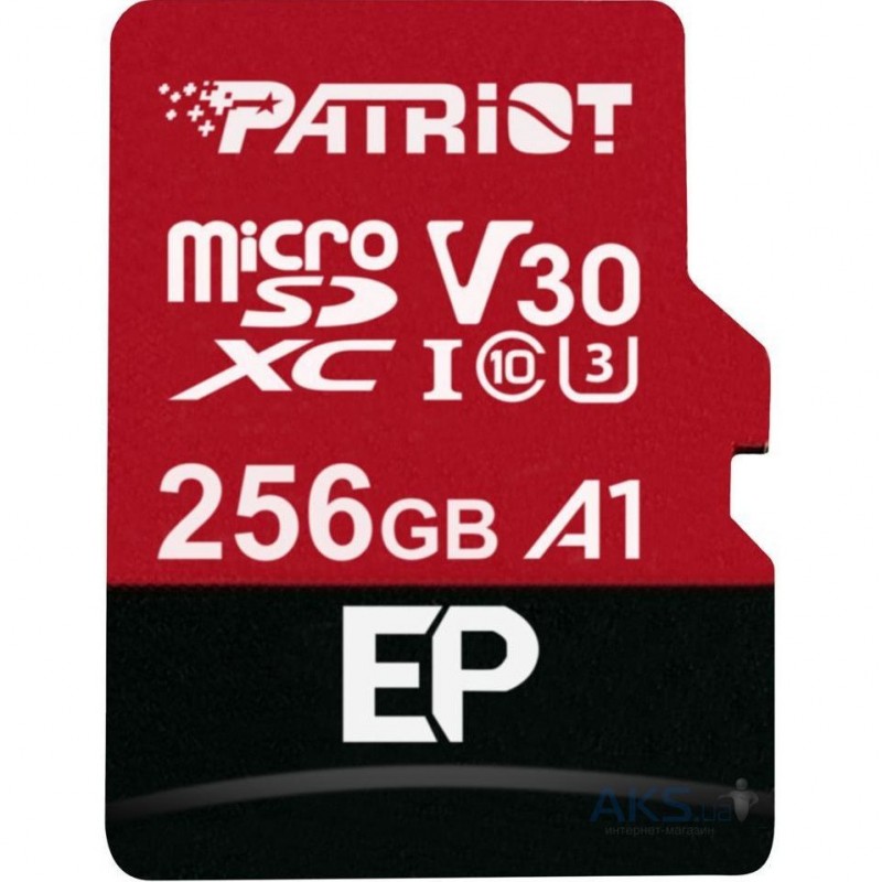 Карта пам'яті PATRIOT 256 GB microSDXC UHS-I U3 V30 A1 EP+SD адаптер PEF256GEP31MCX