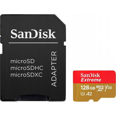 Карта пам'яті SanDisk 128 GB microSDXC UHS-I U3 V30 A2 Class 10 Extreme (SDSQXAA-128G-GN6AA)
