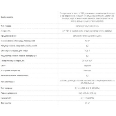 Кліматичний комплекс Beurer LW 230 black