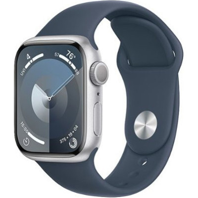 Смарт-годинник Apple Watch Series 9 GPS 41mm Silver Aluminum Case w. Storm Blue S. Band - S/M (MR903)