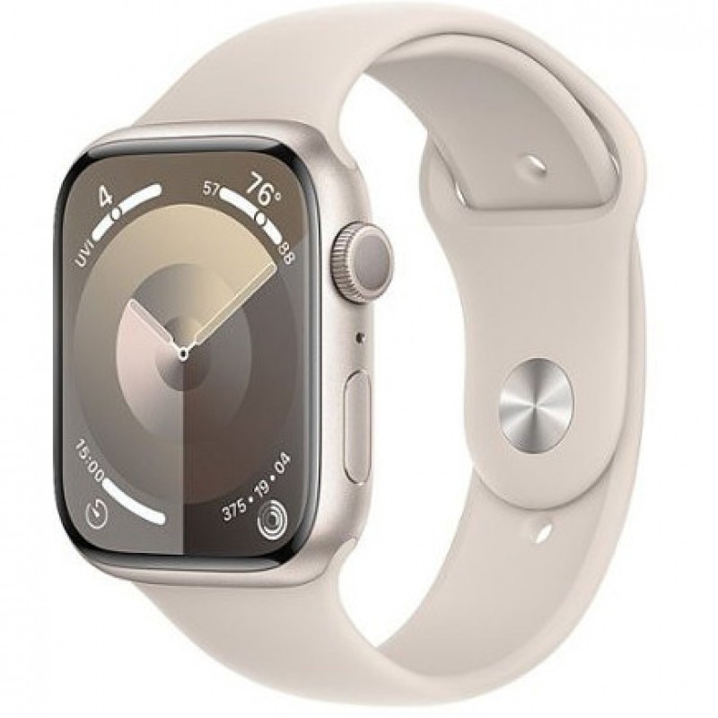 Смарт-годинник Apple Watch Series 9 GPS 45mm Starlight Aluminum Case w. Starlight Sport Band - M/L (MR973)