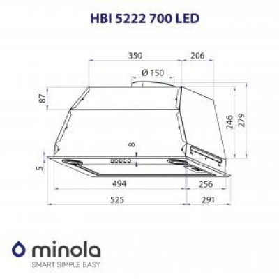Вбудована витяжка Minola HBI 5222 BLF 700 LED