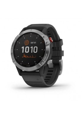 Смарт-годинник Garmin Fenix 6 Solar Silver with black band (010-02410-00)