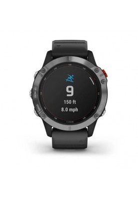 Смарт-годинник Garmin Fenix 6 Solar Silver with black band (010-02410-00)