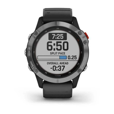 Смарт-годинник Garmin Fenix 6 Solar Silver with black band (010-02410-00)