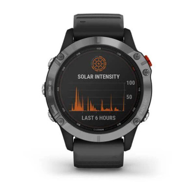 Смарт-годинник Garmin Fenix 6 Solar Silver with black band (010-02410-00)