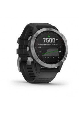 Смарт-годинник Garmin Fenix 6 Solar Silver with black band (010-02410-00)