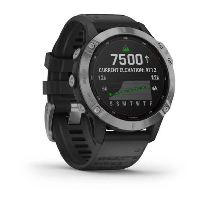 Смарт-годинник Garmin Fenix 6 Solar Silver with black band (010-02410-00)