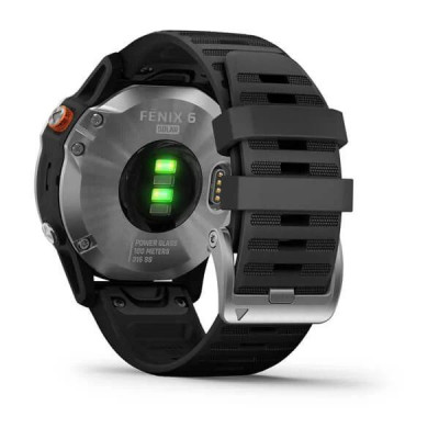 Смарт-годинник Garmin Fenix 6 Solar Silver with black band (010-02410-00)