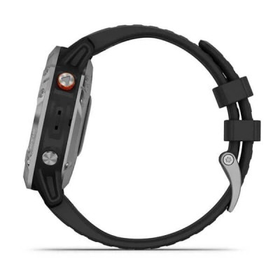 Смарт-годинник Garmin Fenix 6 Solar Silver with black band (010-02410-00)