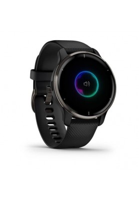 Смарт-годинник Garmin Venu 2 Plus Slate Stainless Steel Bezel with Black Case and Silicone Band (010-02496-11)