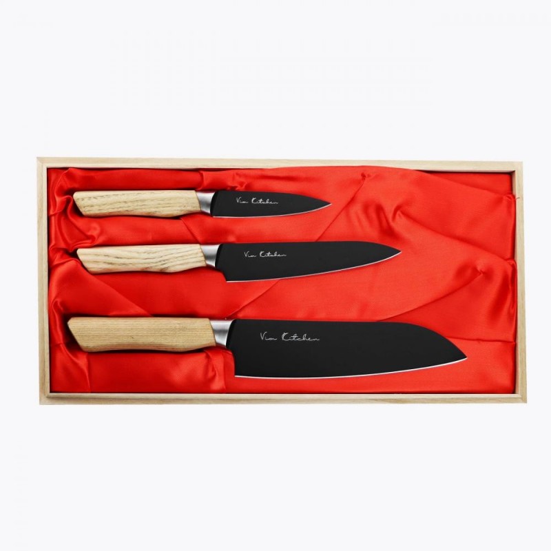 Набір із 3-х кухонних ножів Satake Black Ash (HG8763W)