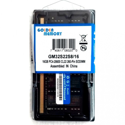 Пам'ять для ноутбуків Golden Memory 16 GB SO-DIMM DDR4 3200 MHz (GM32S22S8/16)