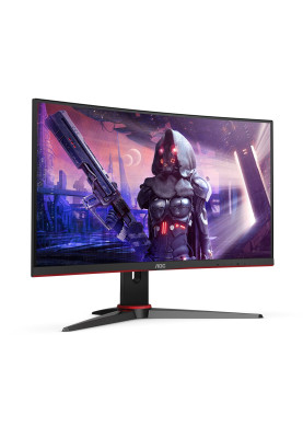 TFT 27" AOC C27G2AE/BK, VA, 165Гц, вигнутий, D-Sub, DP, HDMI x 2, колонки, чорний червоний