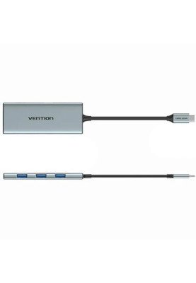 Док-станція USB3.1 Type-C --> HDMI/USB 3.0x3/SD/TF/PD 100W 7-in-1 Vention