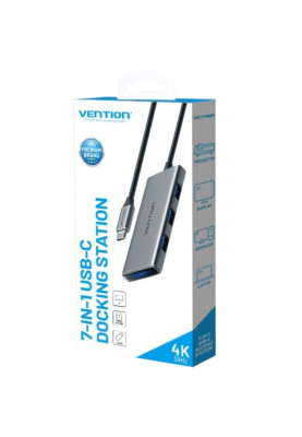 Док-станція USB3.1 Type-C --> HDMI/USB 3.0x3/SD/TF/PD 100W 7-in-1 Vention