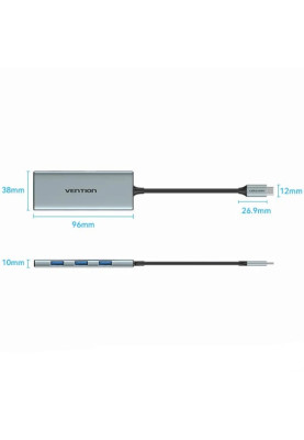 Док-станція USB3.1 Type-C --> HDMI/USB 3.0x3/SD/TF/PD 100W 7-in-1 Vention