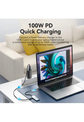 Док-станція USB3.1 Type-C --> HDMI/USB 3.0x3/SD/TF/PD 100W 7-in-1 Vention