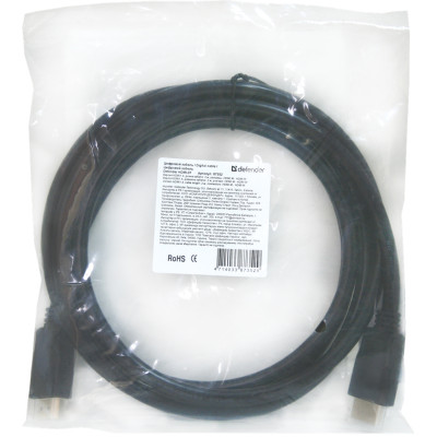 Кабель HDMI M-M, 2.0 м, V1.4, Defender, чорний, HDMI-07 Кабель HDMI M-M, 2.0 м, V1.4, Defender, чорний, HDMI-07