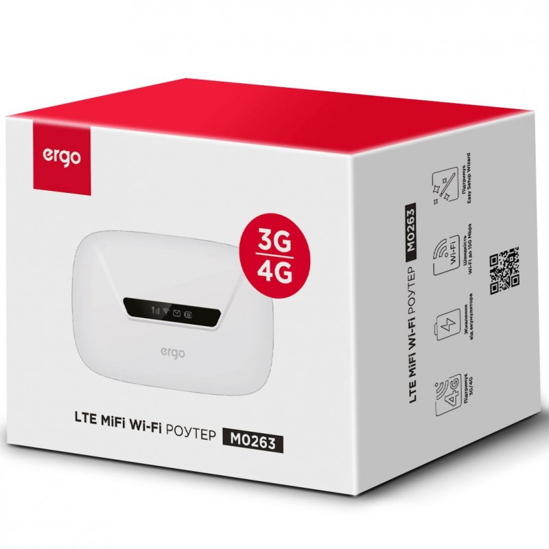 Маршрутизатор мобільний WIFI роутер ERGO M0263 (cat4) 3G/4G Wi-Fi Мобільний роутер (білий)