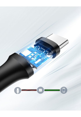 Кабель USB 2.0 AM-Type-C M, 3 м, 3.0A, (18W) Nickel Plating Чорний, US287 UGREEN