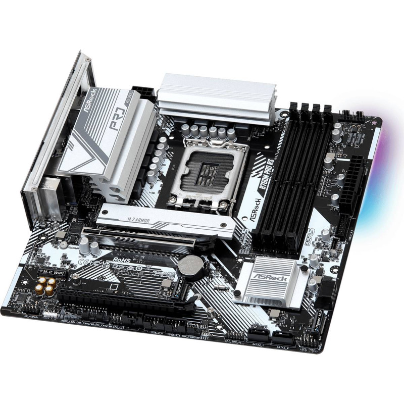 ASRock B760M PRO RS (1700/B760, 4*DDR5, 2xPCIex16, 4xSATAІІІ, 3xM.2, 2.5GLan, 7.1ch, mATX)