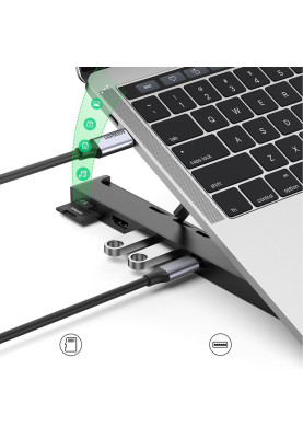 Складана підставка для ноутбука Ugreen X-Kit HUB Type C-->2xUSB 3.2 Gen1/HDMI 4K /SD/TF, CM359 чорна