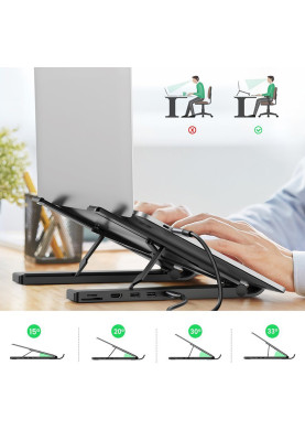 Складана підставка для ноутбука Ugreen X-Kit HUB Type C-->2xUSB 3.2 Gen1/HDMI 4K /SD/TF, CM359 чорна