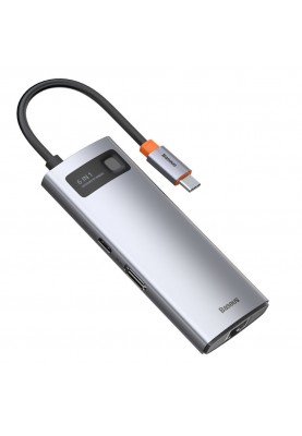 Док-станція USB3.1 Type-C -->USB Type C PD 100W/HDMI 4K 30Hz/3*USB3.2 Gen1/RJ45, 6in1 Grey Baseus