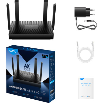 Маршрутизатор Cudy WR1500, AX1500 Gigabit Wi-Fi 6, 2.4GHz, 4x10/100/1000Mbps, WPA3, 4x5dBi fixed ant
