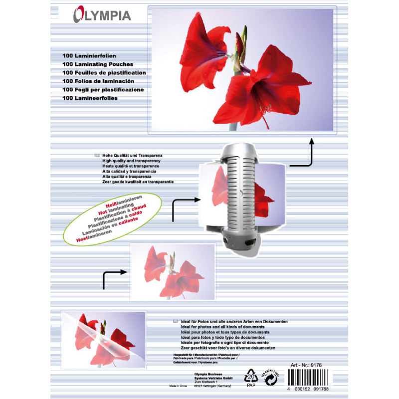 Плівка для ламінування Olympia Laminating Pouches, A4, 125 Mic, 100 pcs