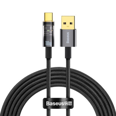 Кабель USB 2.0 AM-Type-C M, 2 м, 5A, (100W) Explorer Series Auto Power-Off CATS000301 Baseus Чорний