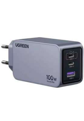 Зарядний пристрій 3xUSB 100W (2xUSB-C+USB-A) Gan Nexode Pro сірий X757 Ugreen