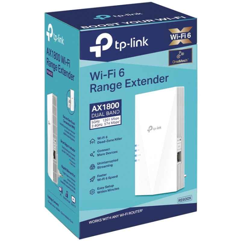 Підсилювач Wi-Fi сигналу TP-LINK RE600X AX1800 1хGE OneMesh