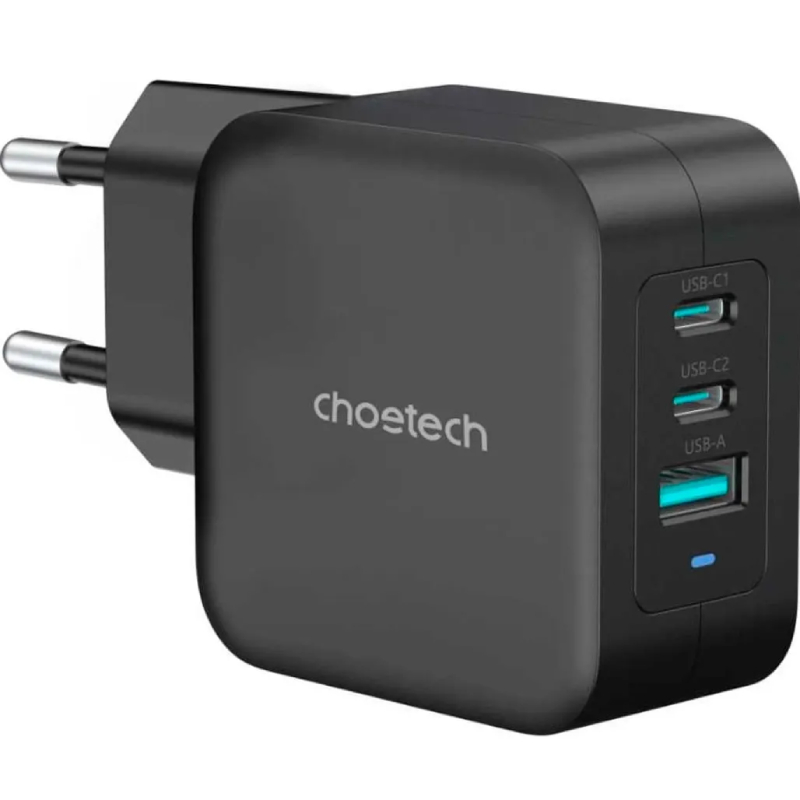 Зарядний пристрій 3xUSB 100W GaN (2хUSB-C+1хUSB-A) Wall Charger чорний Choetech