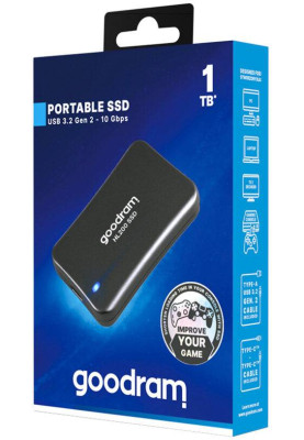 Накопичувач SSD external, USB 3.2 Gen2 Type-C  1 TB, GoodRAM HL200, Black, чорний, Retail