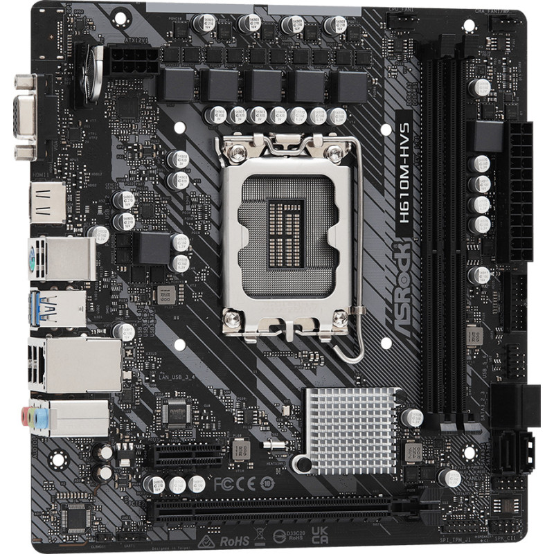 ASRock H610M-HVS (1700/H610, 2*DDR4, 1xPCIex16, HDMI/VGA, 4xSATAІІІ, GLan, 7.1ch, mATX)