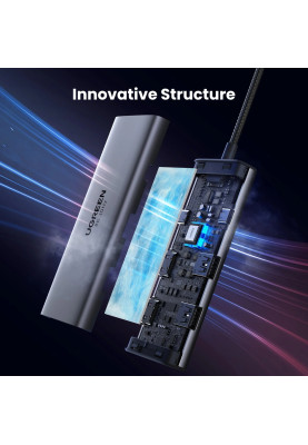 Док-станція USB3.1 Type-C --> HDMIx2 4K60Hz (8k30Hz)/USB 3.0x2/Type-C/PD 100W CM498 6 in 1 Ugr