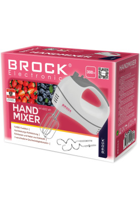Міксер BROCK HM 4002 WH ручний 300Вт/ 5 швидк./ турбо режим/ білий