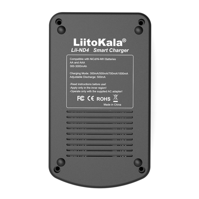 Зарядний пристрій LiitoKala Lii-ND4, 4x(NiMH/NiCd) + 1*9V(крона), discharge function, display