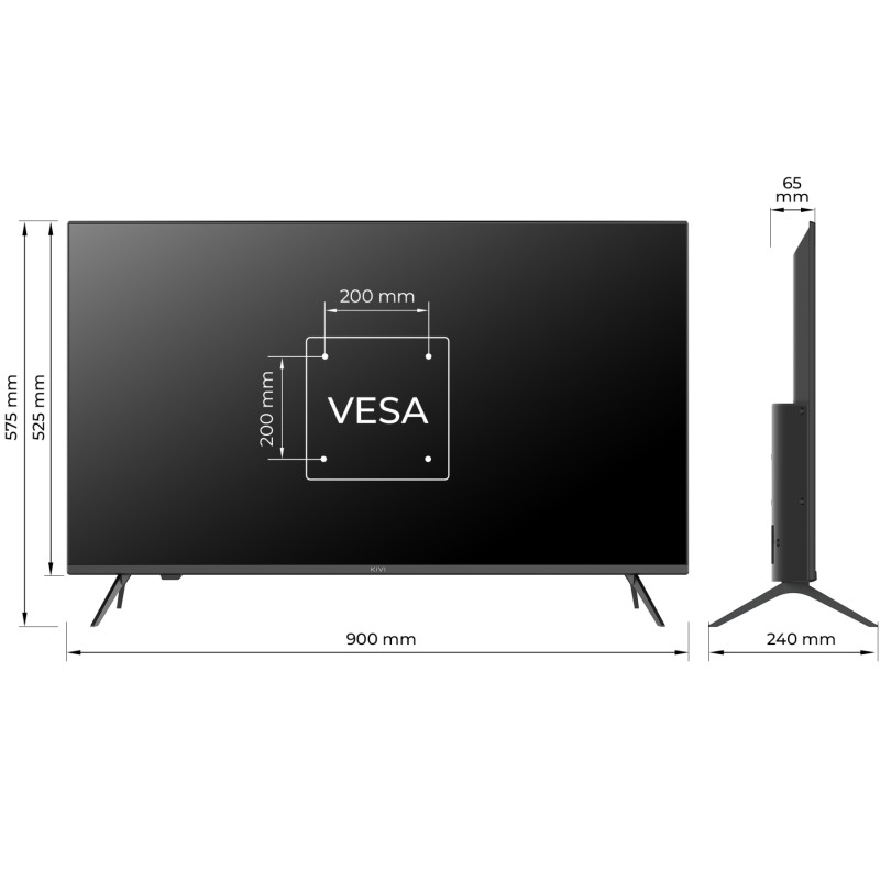 TV 40 Kivi 40F760QB FHD/DLED/T2/Android 11/2 x 8W/HDMI/Wi-Fi/VESA 200x200 M6/Black