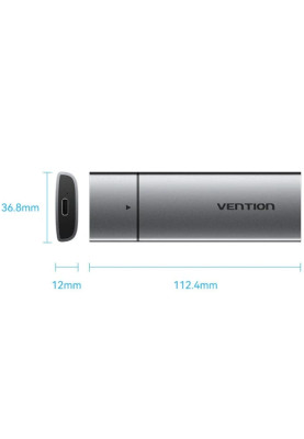 Зовнішня кишеня для SSD M.2 (NGFF) B&M-key USB Type-C 3.2 сіра Vention